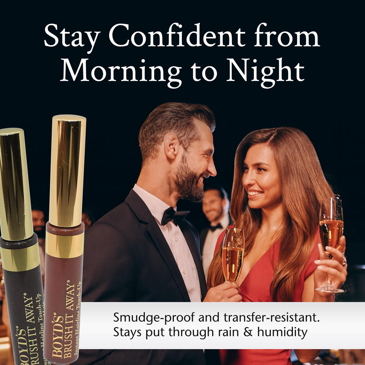 Boyd's Brush It Away stays put all day with quick-dry formula.