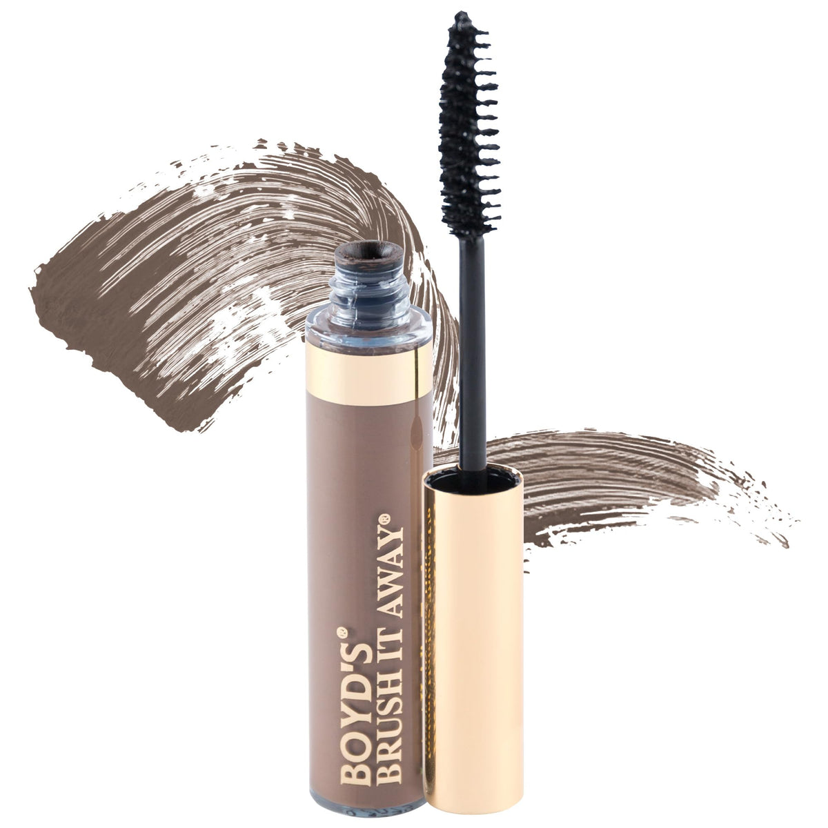 Boyd's Madison Avenue Brush It Away wand close-up for precise root coverage.