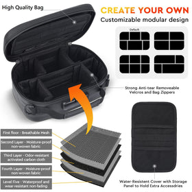 Eight accessory set included to organize essentials efficiently.