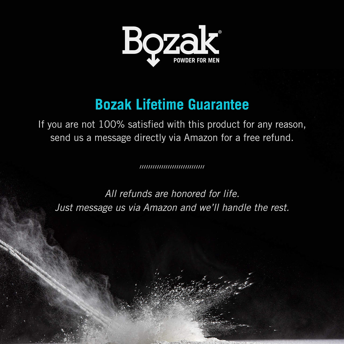 Bozak Cooling Powder fresh scent image suggests a cool, clean fragrance