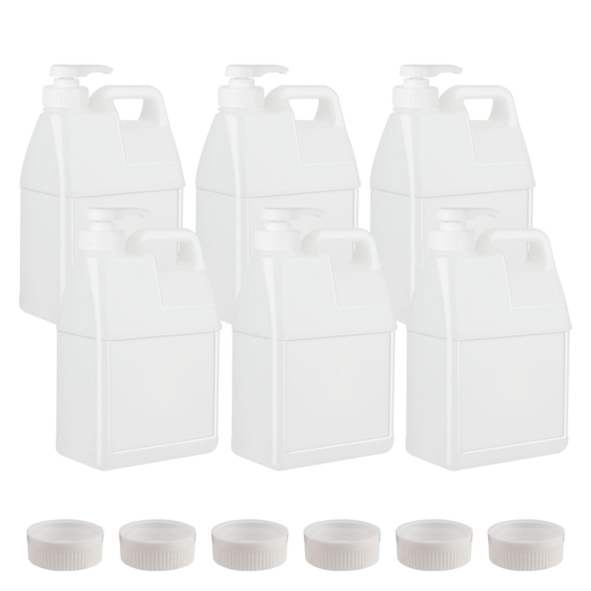 BPFY 64 oz clear jug with pump for easy dispensing and spill-free storage.