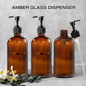 BPFY 8 oz amber bottle with pump showcases elegant, practical storage.