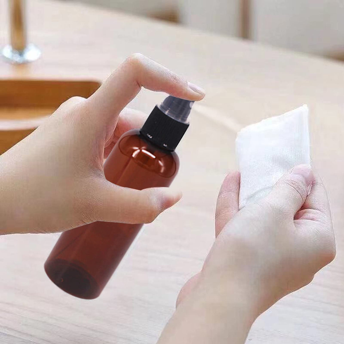 BPFY travel-friendly amber bottle usage for on-the-go scents and cleaners.