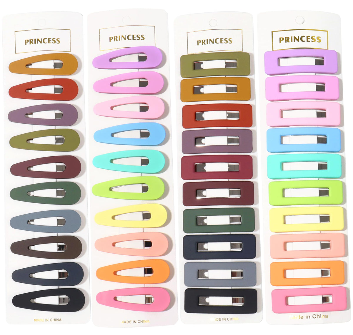 B.PHNE matte barrettes with rectangle and drop shapes for secure daily styling.