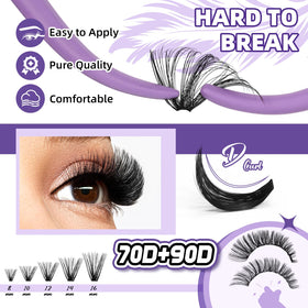 B&amp;Qaugen D curl lash clusters delivering dramatic lift with natural appearance.