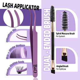 B&amp;Qaugen double-ended brush blending lashes for seamless finish.
