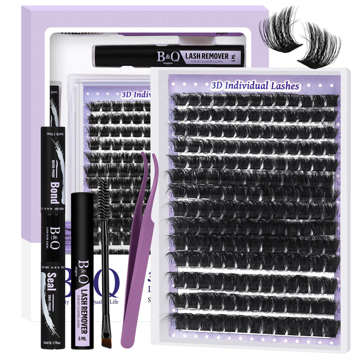 B&Qaugen Fluffy Lash Clusters Kit 200D for salon-style lashes at home