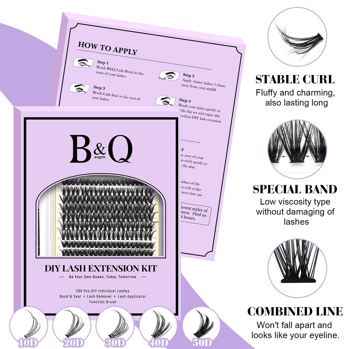 B&Qaugen lash clusters applied with tweezers for natural look