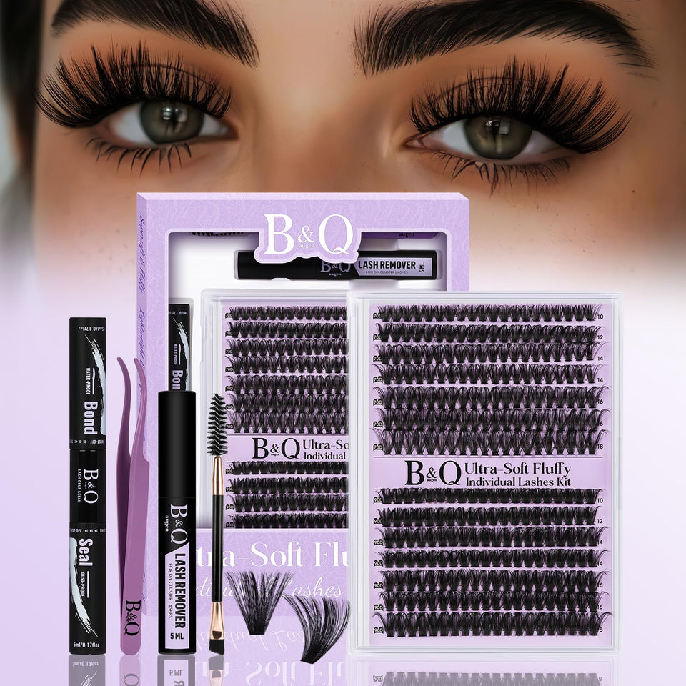 B&amp;Qaugen lash clusters kit 280pcs enabling versatile at-home lash transformations.