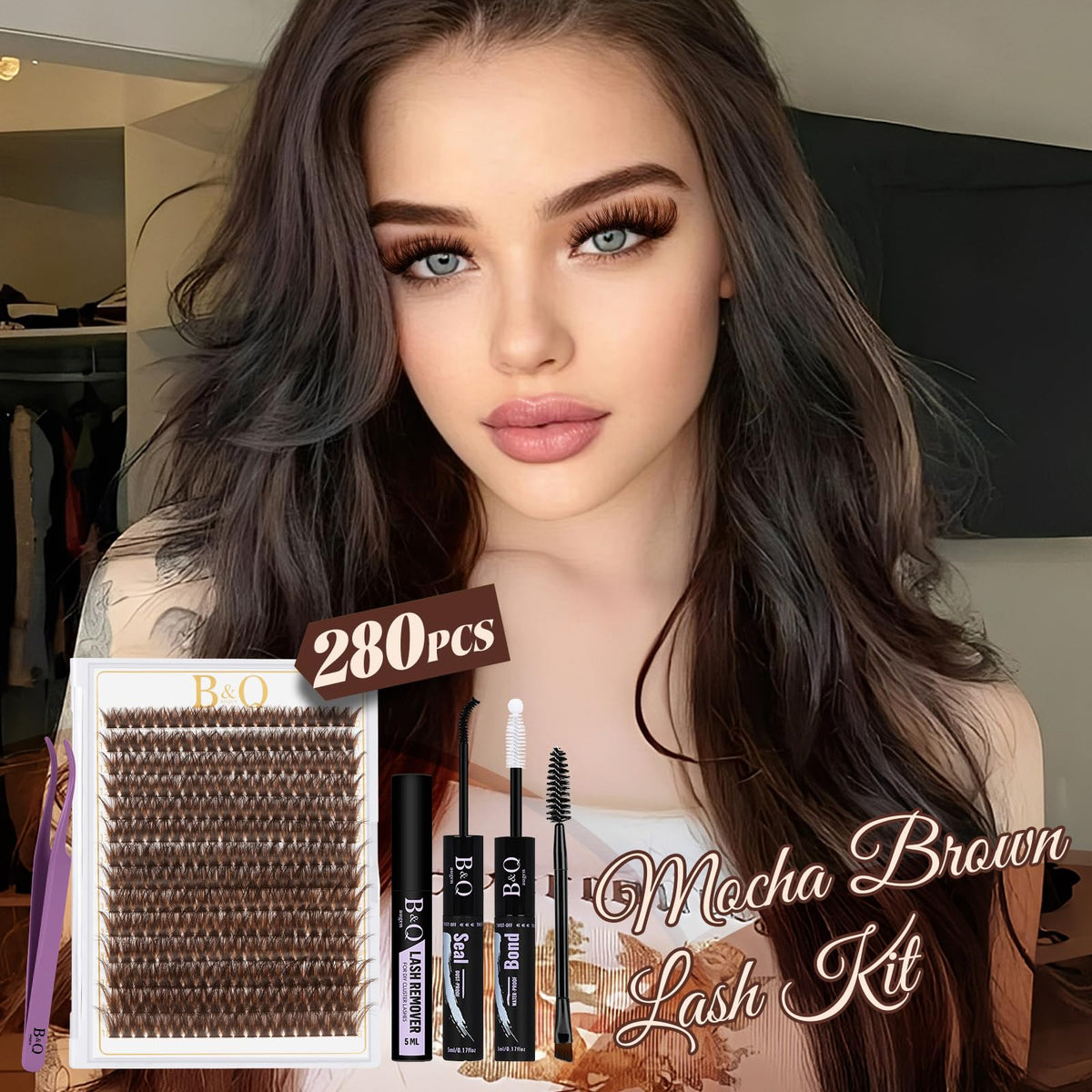 BQaugen natural brown clusters 40D-50D for everyday fullness.