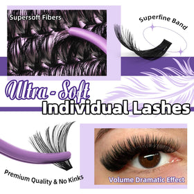 B&amp;Qaugen ultra-soft clusters closeup showing plush lashes for natural-looking volume.