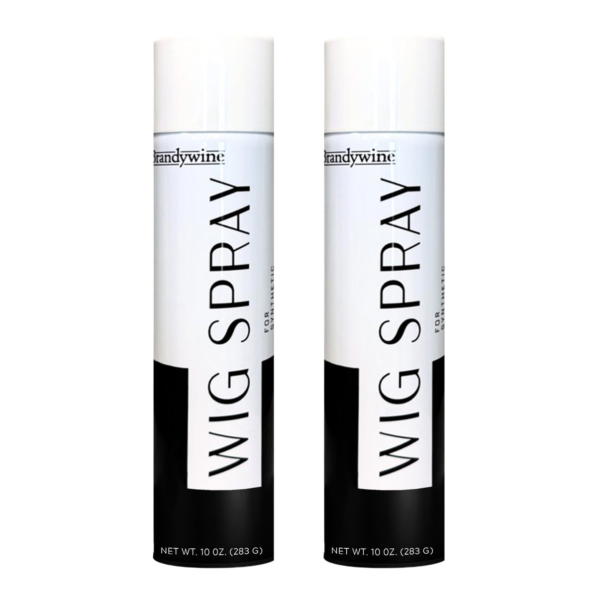Brandywine Wig Spray closeup shows the aerosol can delivering a fine mist for easy styling.