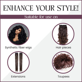 Brandywine Wig Spray on synthetic wig shows lightweight formula preserving style.