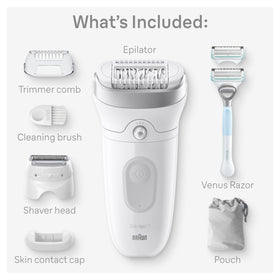 Braun exfoliation brush helps prevent ingrown hairs after epilation.