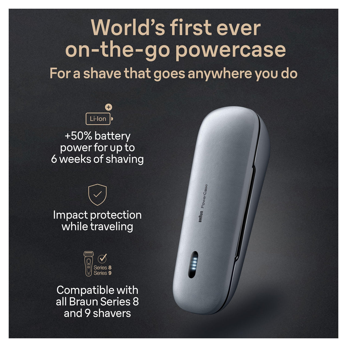Braun PowerCase open case for easy access and on-the-go shaving