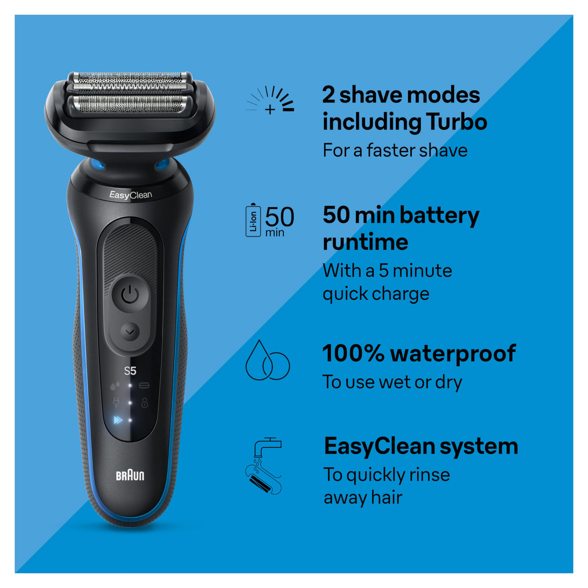 Braun Series 5 5150cs shaver in wet-dry mode for convenient routines