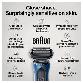 Braun Series 6 6040cs Li-Ion battery powers up to 3 weeks of shaving