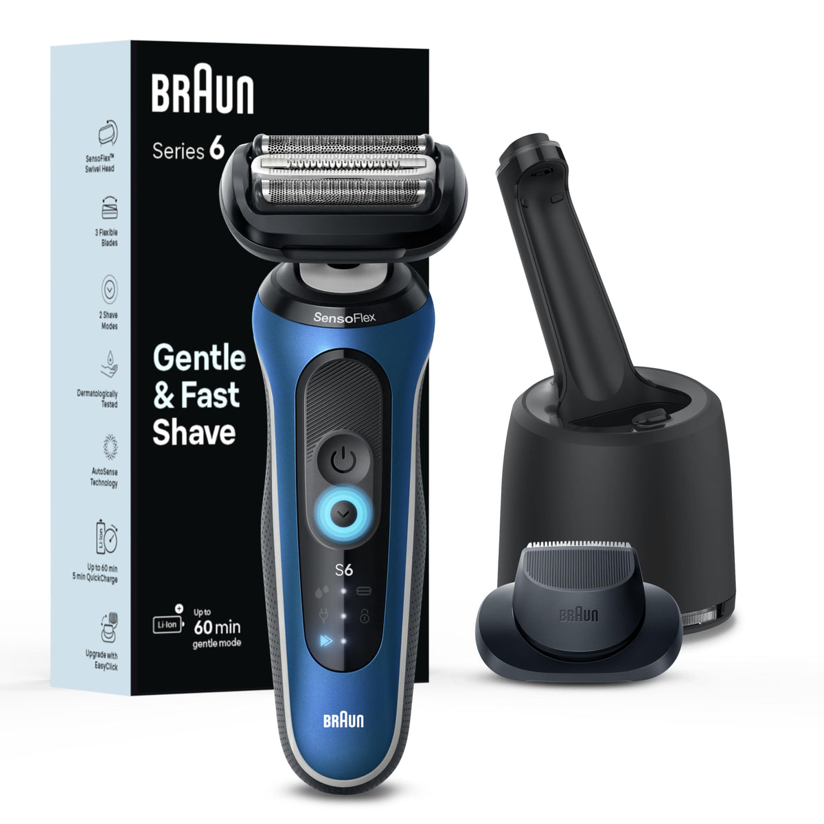 Braun Series 6 6172cc head closeup for gentle contour shaving