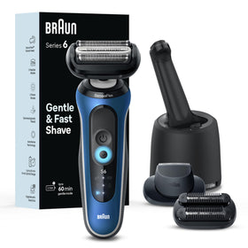 Braun Series 6 6177cc shaver with SensoFlex head for gentle closeness on sensitive skin.