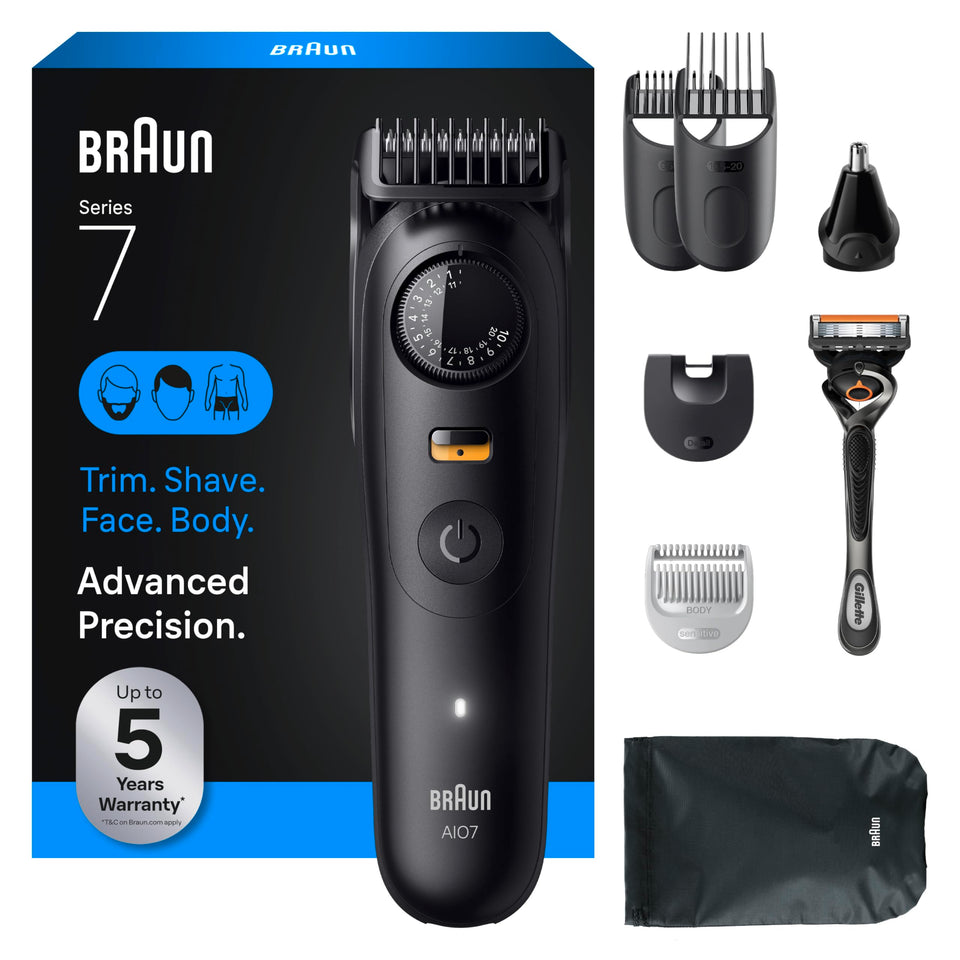 Braun Series 7 Pro beard trimmer front view for precise everyday grooming