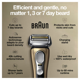 Braun Series 9 Pro 9419s foil heads close-up for precise shaving across contours