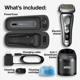 Braun Series 9 Pro 9477cc head closeup highlighting ProHead flexibility for tricky areas.