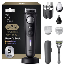 Braun Series 9 Pro all-in-one trimmer kit for beard, hair and body grooming.