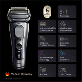 Braun Series 9 PRO+ pro-trimmer for precise beard shaping.