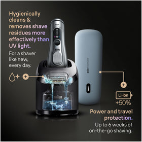 Braun Series 9 PRO+ waterproof design for wet and dry shaving.