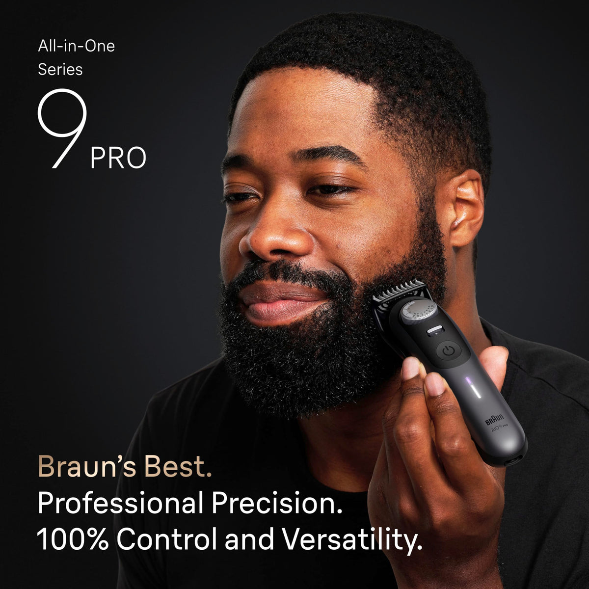 Braun Series 9 Pro PowerBoost mode adds power for dense hair trimming.