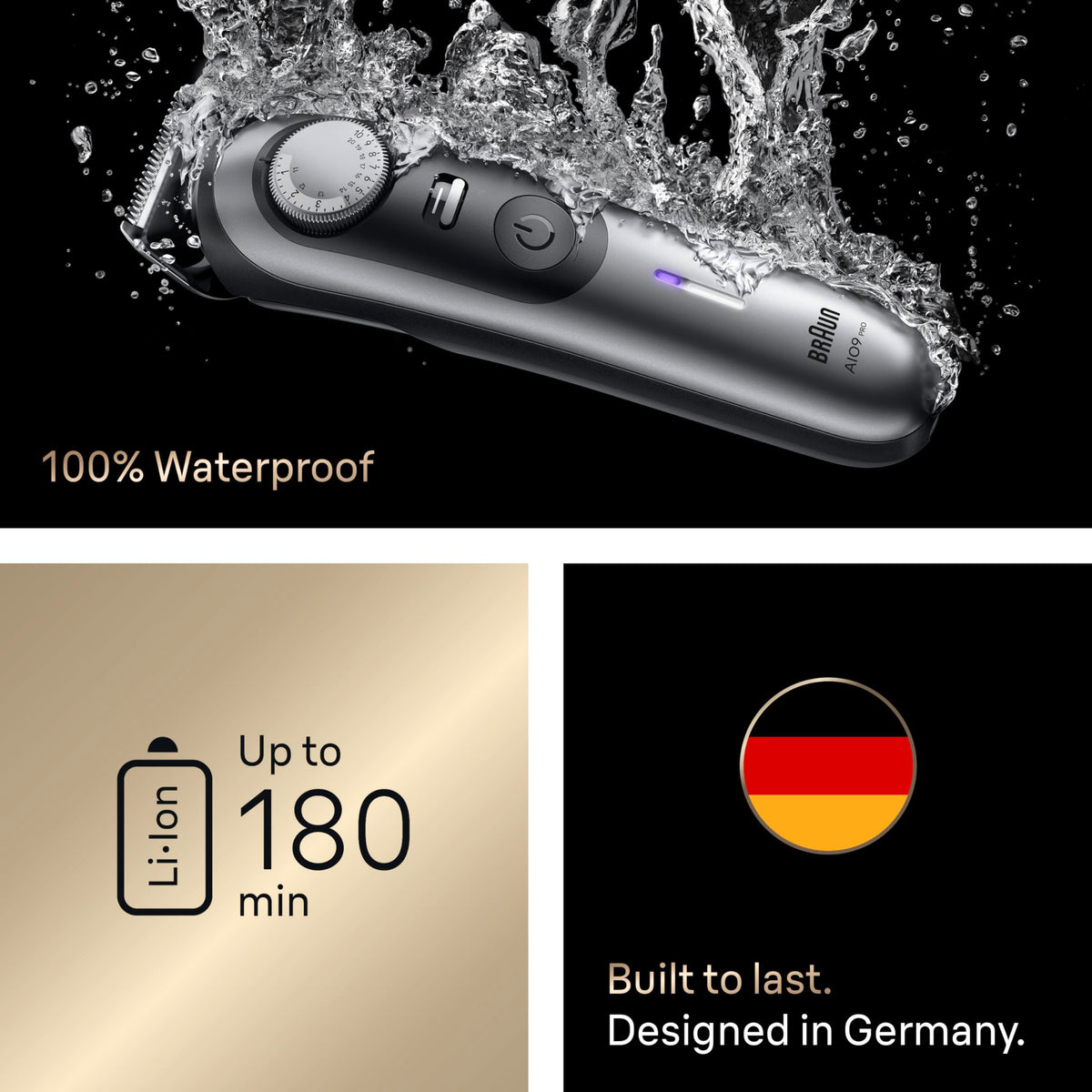Braun Series 9 Pro waterproof design for wet or dry use.