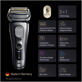 Braun Series 9 PRO+ ultra-thin blades for comfortable precision