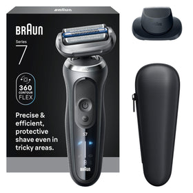 Braun Series 7 7120s close shave with 360° Flex Head gliding along the jawline.