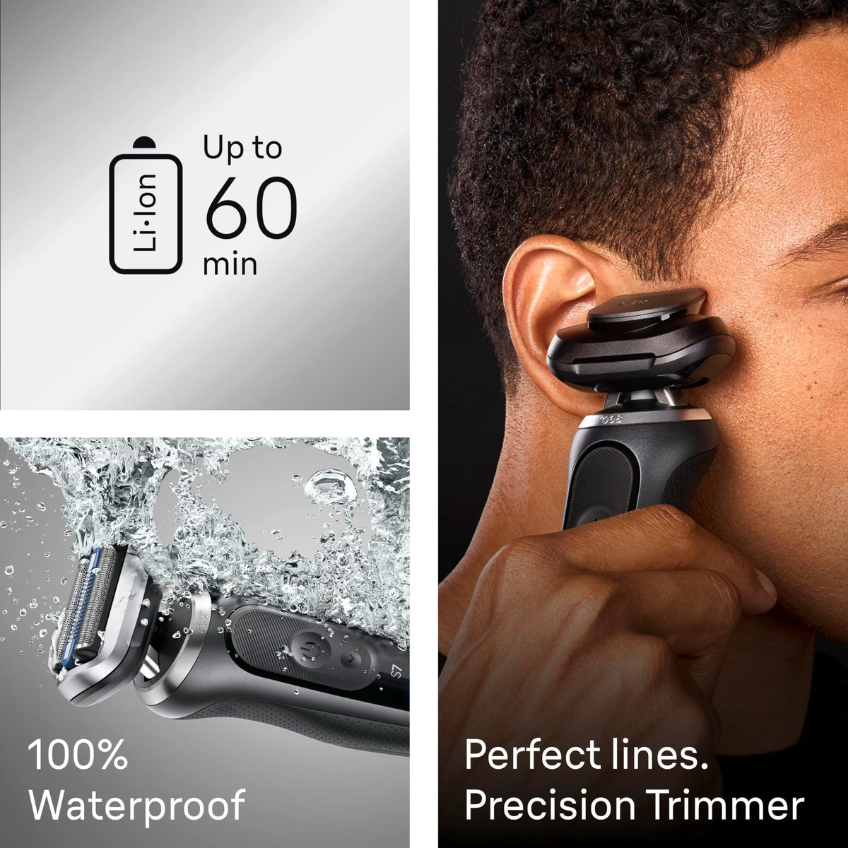 Braun Series 7 7120s ergonomic handle for steady grooming.