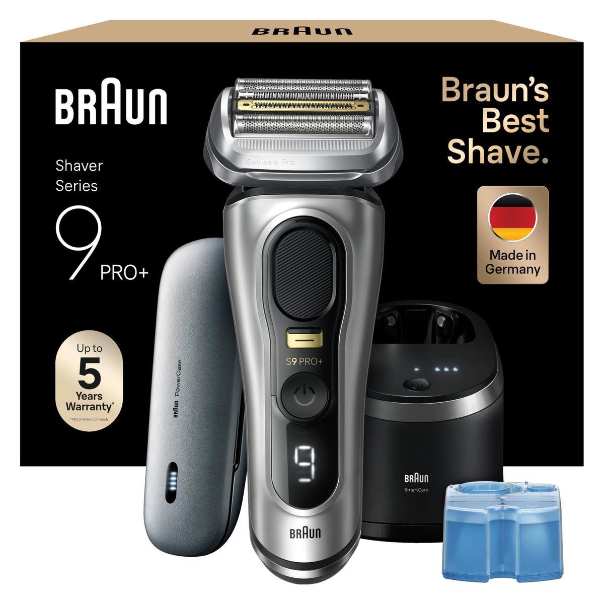 Braun Series 9 Pro+ close-up of foils for precise, comfortable shaving.