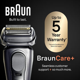 Braun Series 9 Pro+ PowerCase enabling on-the-go charging.