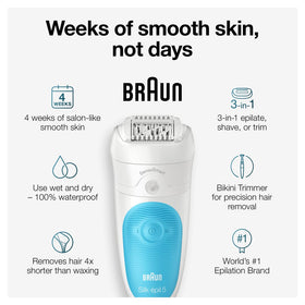 Braun Silk-epil 5-810 epilator head removes short hairs for smooth skin