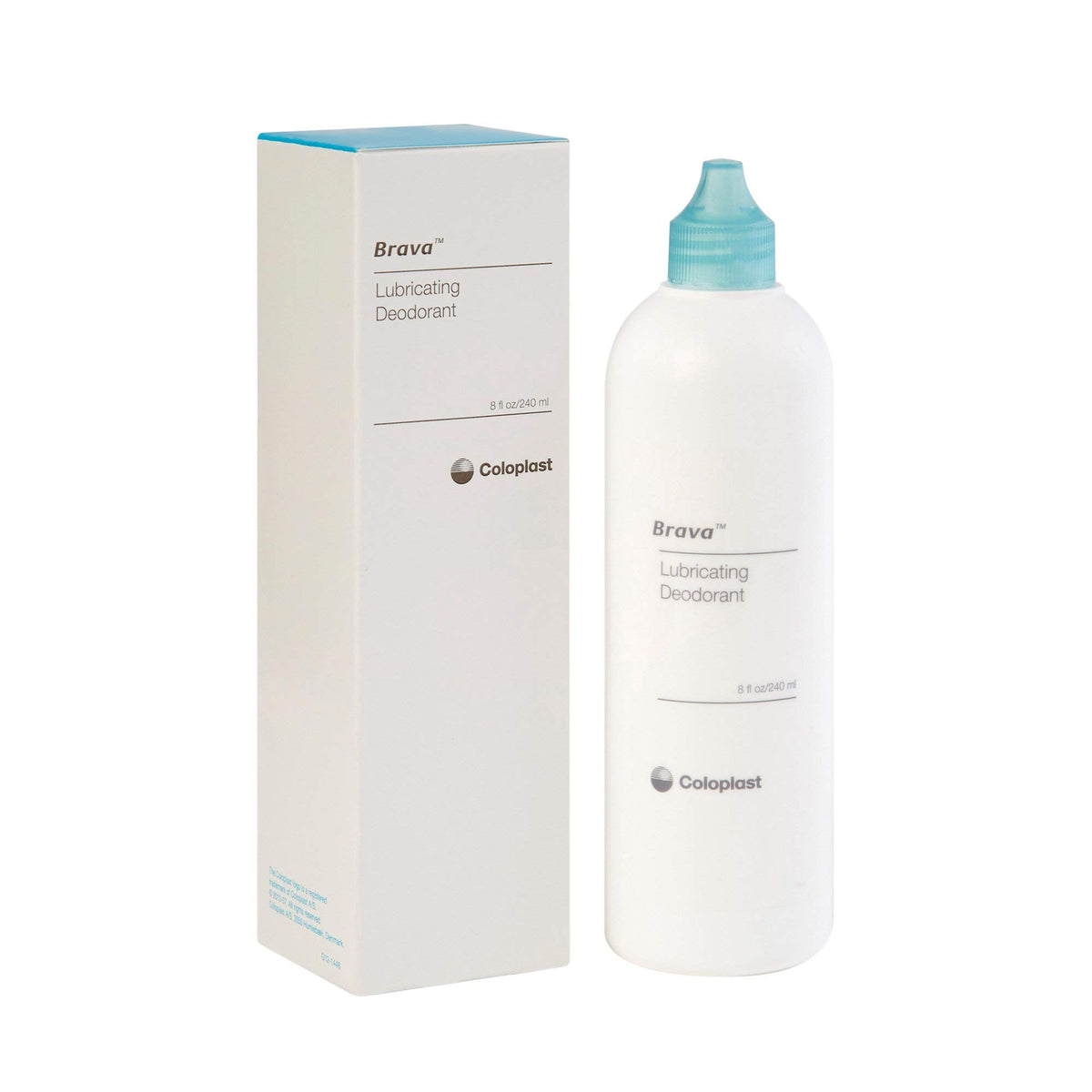 Coloplast Brava Ostomy Deodorant Lubricating bottle neutralizes odors and eases emptying.
