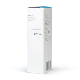 Coloplast Brava Lubricating Deodorant shown with an 8-ounce bottle for everyday ostomy care.