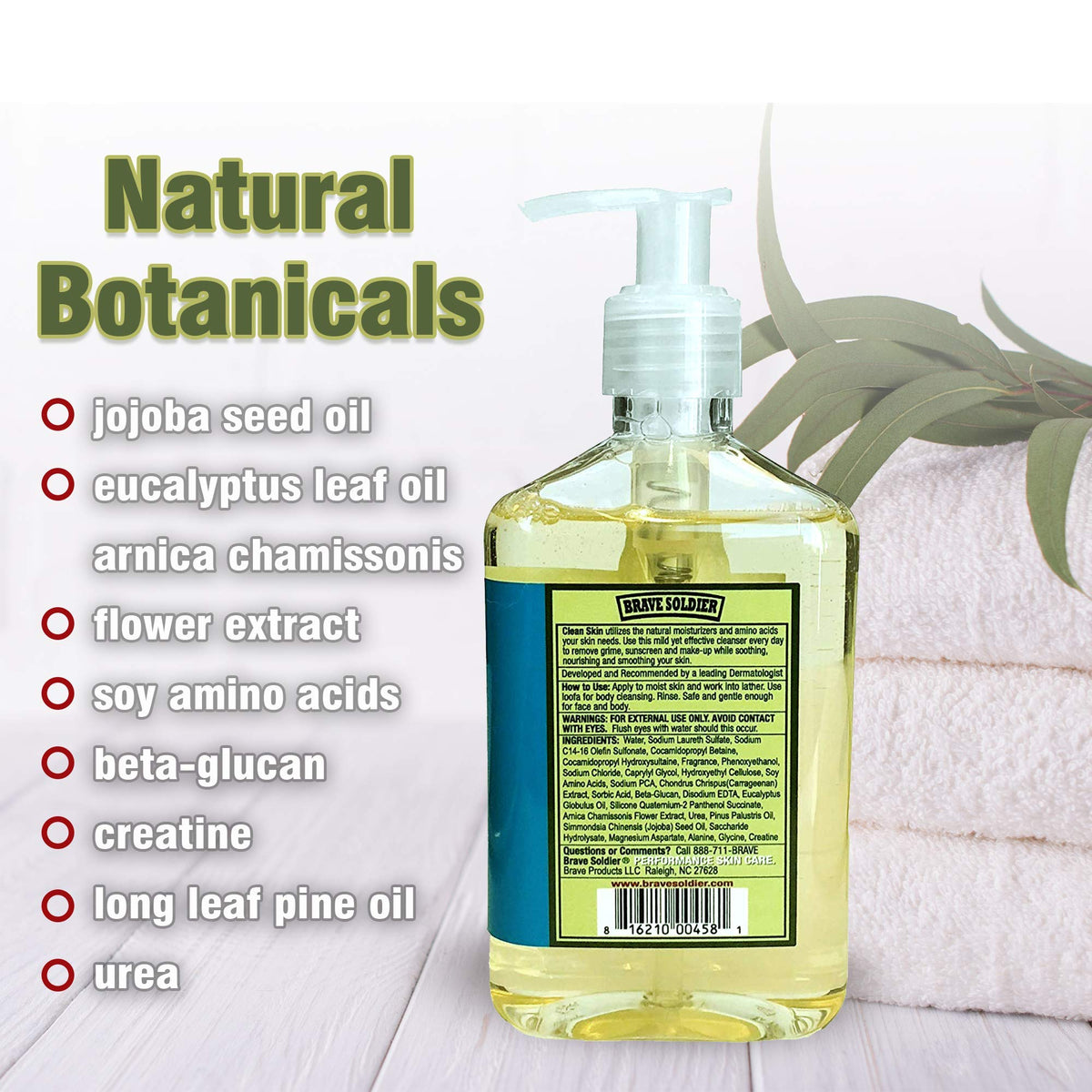 Brave Soldier Clean Skin Cleanser daily routine on bathroom shelf.