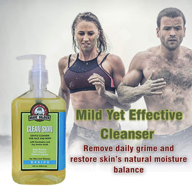 Brave Soldier Clean Skin Cleanser makeup removal that rinses clean.