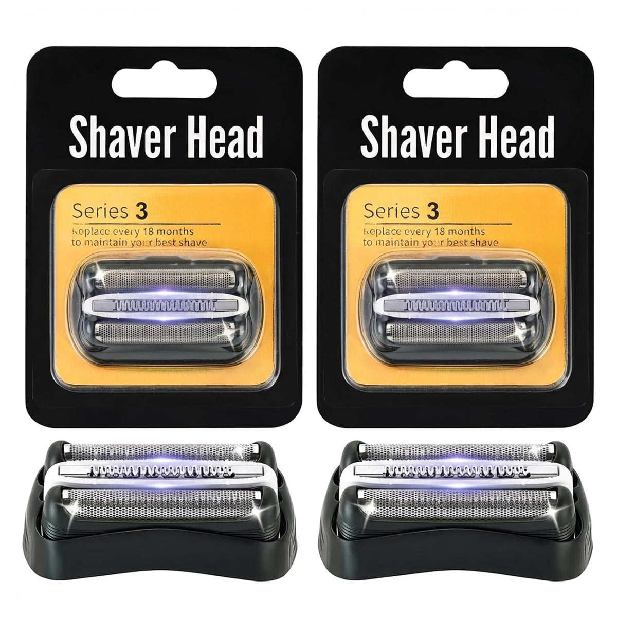 BRAVIKERLY Series 3 replacement head close-up for precise, comfortable shaves.