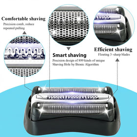 BRAVIKERLY Series 3 head side view shows durable stainless steel mesh.
