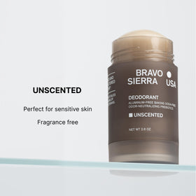 Bravo Sierra deodorant application demonstrates easy, fast glide for all-day protection.