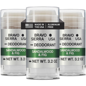 Bravo Sierra aluminum-free deodorant bottle with sandalwood and fig scent for all-day freshness
