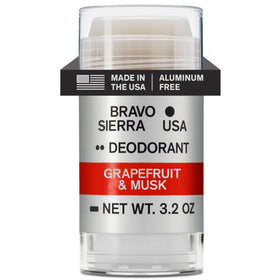 Bravo Sierra grapefruit musk scent deodorant bottle with long-lasting freshness.