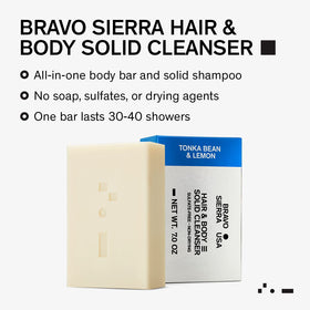 Bravo Sierra travel-ready bar for a compact, efficient shower routine.