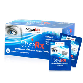 Brazmedics StyeRx wipes in box of 60 for gentle eyelid care