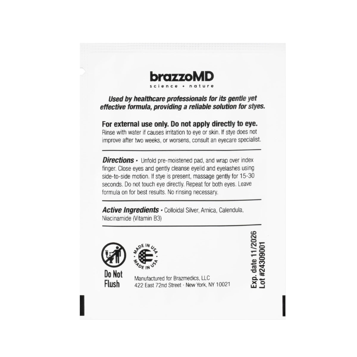 Brazmedics StyeRx wipes promote comfortable eyelids and tidy lashes