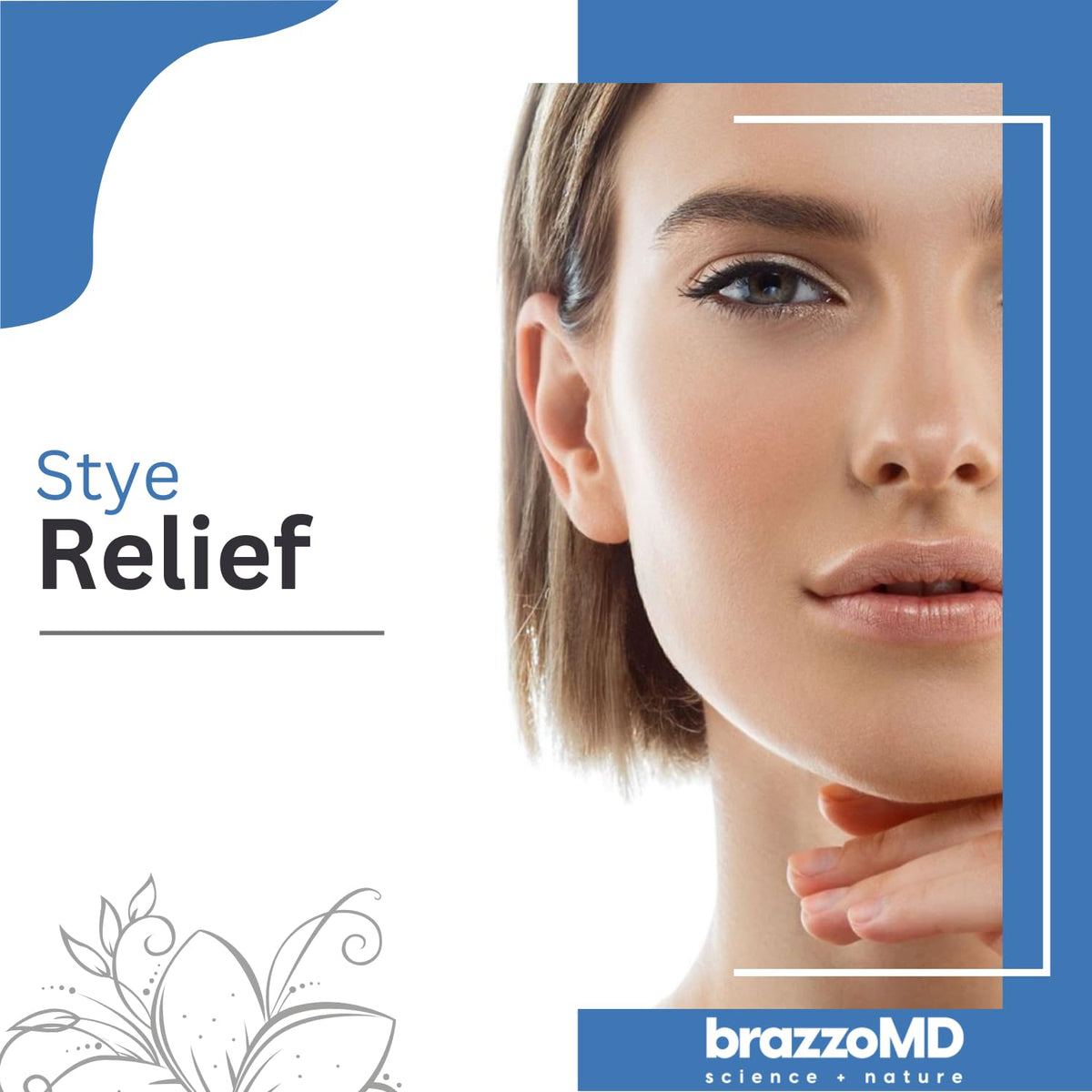 BrazzoMD Stye Relief Foaming Cleanser on bathroom shelf for daily use.